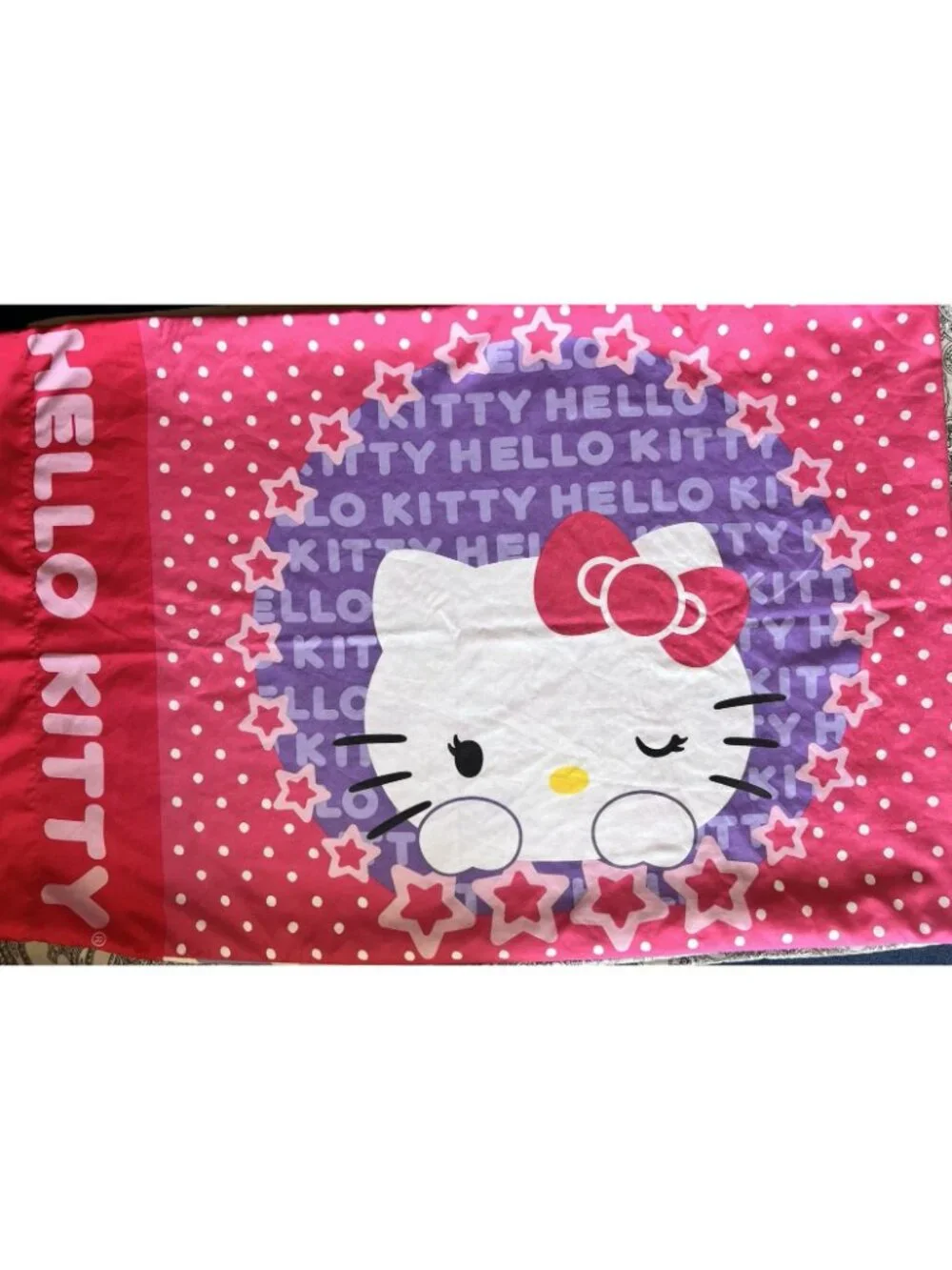HELLO KITTY 4 Pc Twin Sheet Set Pink White Fitted Flat 2 Pillowcases Kids Rooms